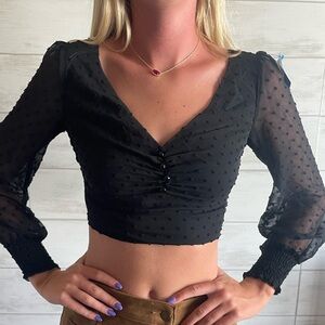 Hello Molly CROSS THAT LINE CROP BLACK -chic chiffon cute fun party size 4